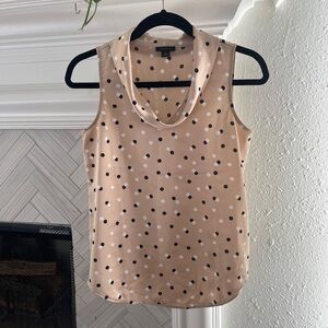 Ann Taylor Toasted Oat Polka Dot Cowl Neck Blouse- XXS